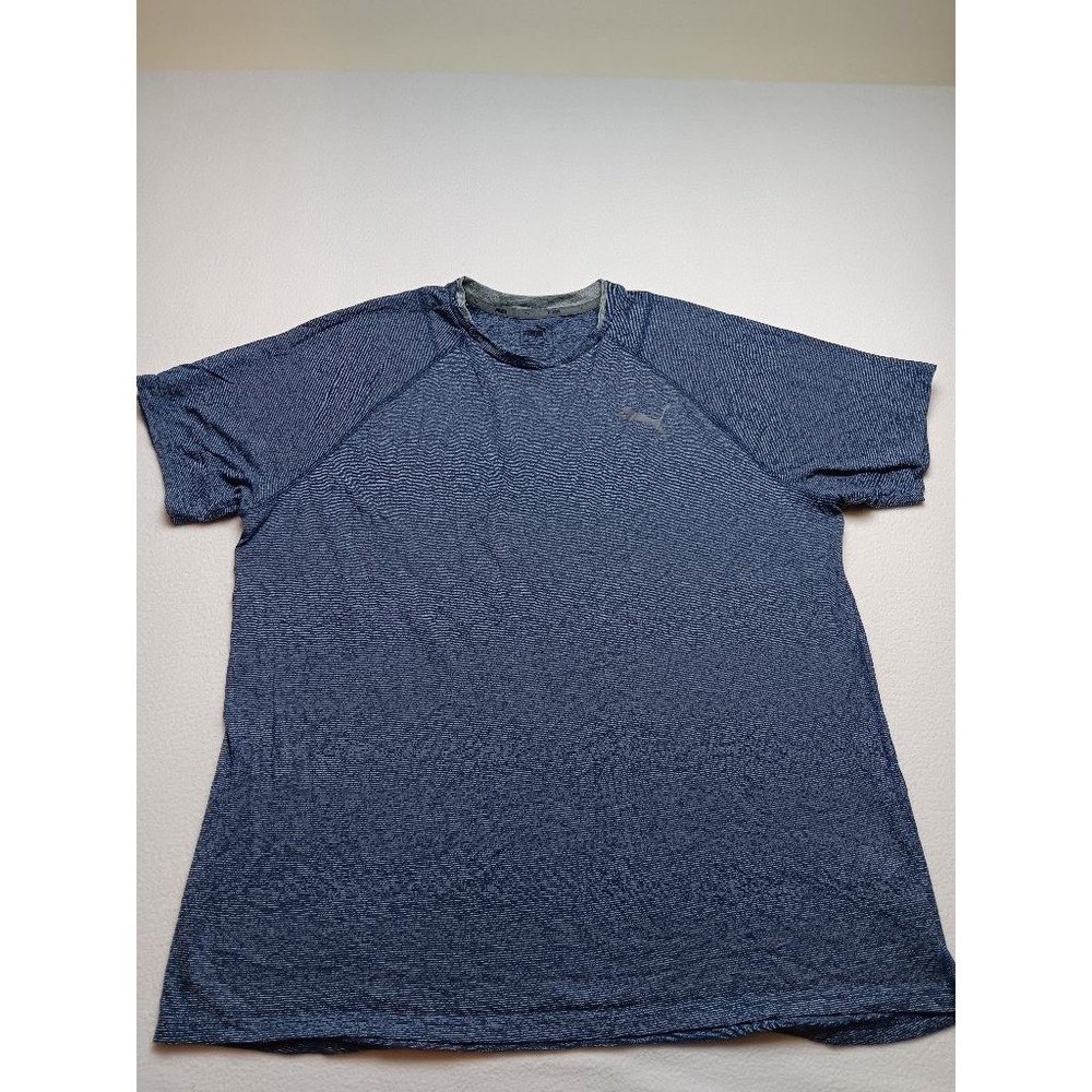 Puma Mens 2XL Blue Heather Athletic T-Shirt Short Sleeve Raglan Running Gym Tee